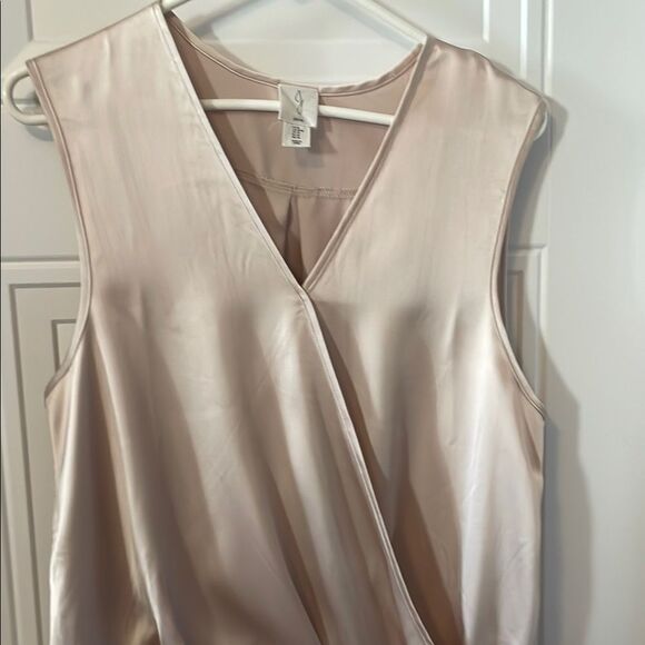 Joie Wrap Front Satin Cream Sleeveless Top - Picture 4 of 6